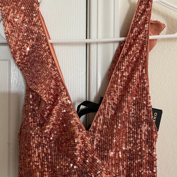 Pinko new sequined dress copper xs w/tags - Picture 6 of 6